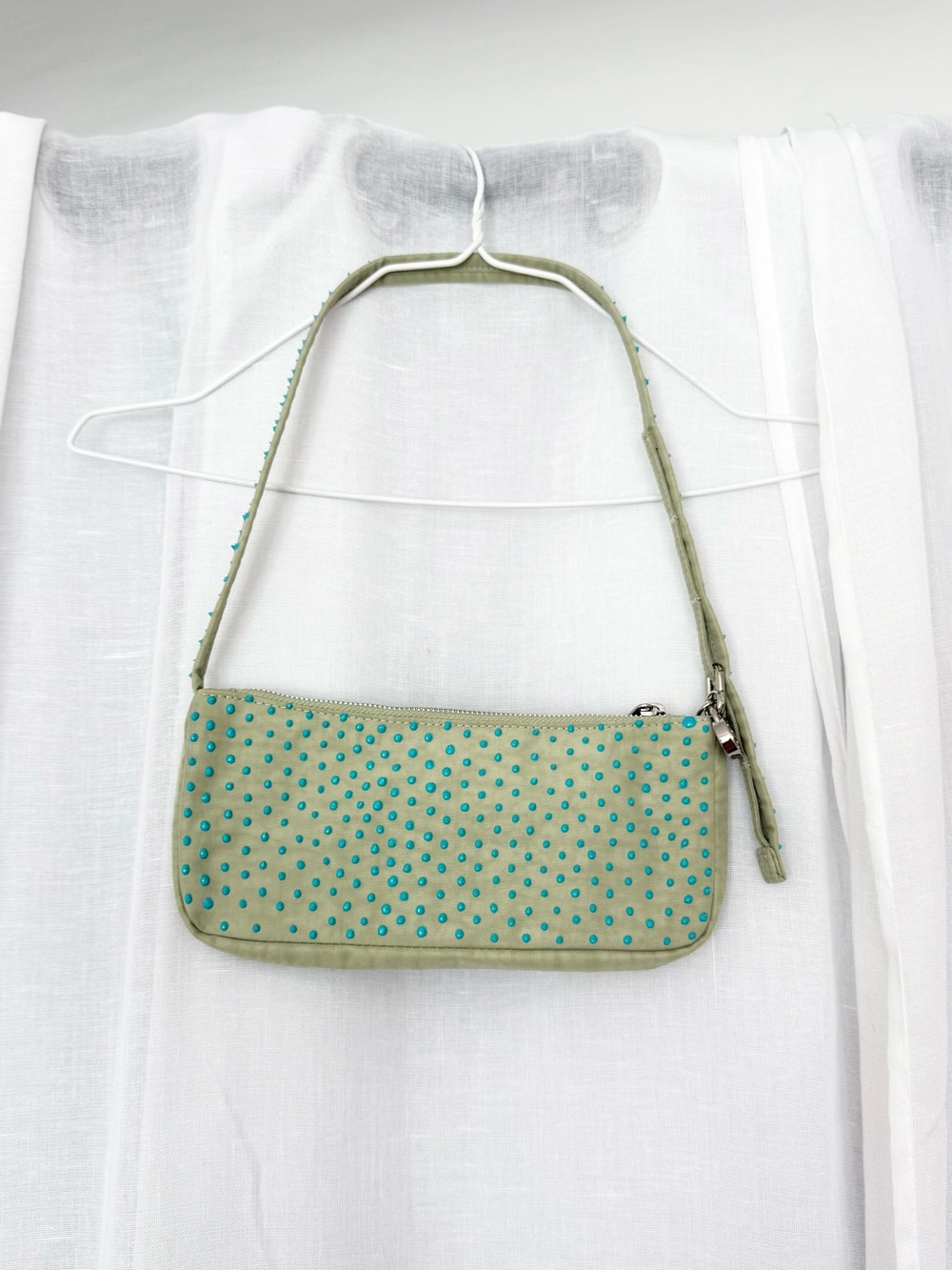 ✧ hand painted baggu celadon nylon pochette ✧